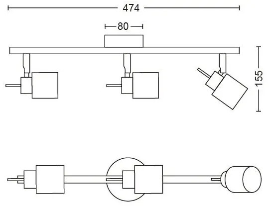Philips - Bodové svietidlo MERANTI 3xGU10/35W/230V biela
