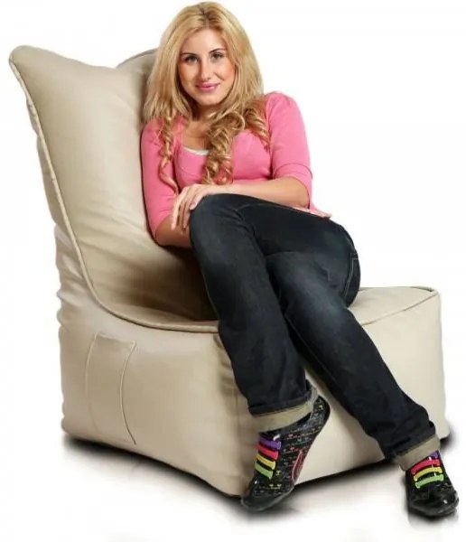 INTERMEDIC SK - Sedací vak Kreslo ELEGANT z ekokože | ergonomické kreslo 105×85×40 cm, 350 l Farba: E17 - Sivá svetlá (Ekokoža)