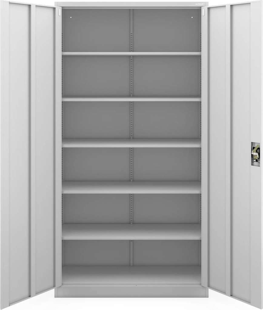 Široká a vysoká sivá kovová kancelárska skriňa, 1150x2200x400 mm: JAN II H2200