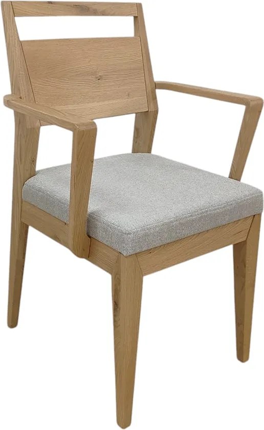 Moderná jedálenská stolička s pod-rúčkami, dub s textilným sedákom, 57x55x90 cm Urban 07