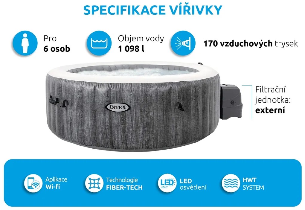 Intex | Bazén vírivý nafukovací Pure Spa - Bubble Greywood Deluxe AP 6 | 11400255