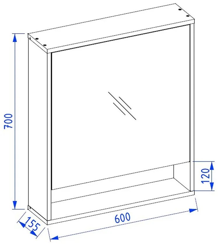 KÚPEĽŇOVÁ ZRKADLOVÁ SKRINKA NOVA 60 BIELA