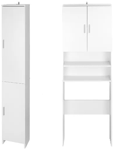 Livarno home Skrinka nad práčku Liverpool + Vysoká kúpeľňová skrinka Liverpool, biela  (800008454)