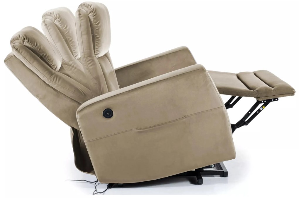 Elektrické polohovací křeslo Adonis Velvet tmavě béžové