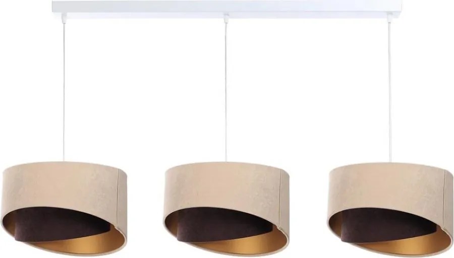 Luster na lanku GALAXY 3xE27/60W/230V béžová/hnedá/zlatá