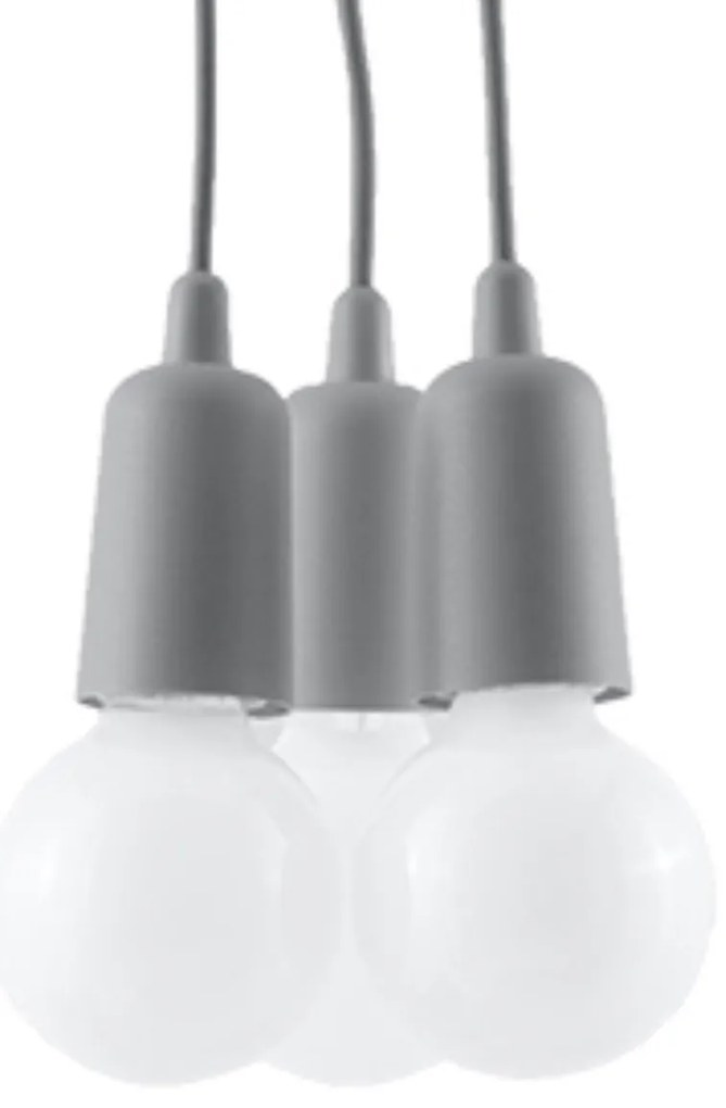 Závesné svietidlo Diego 3, sivé telo svietidla
