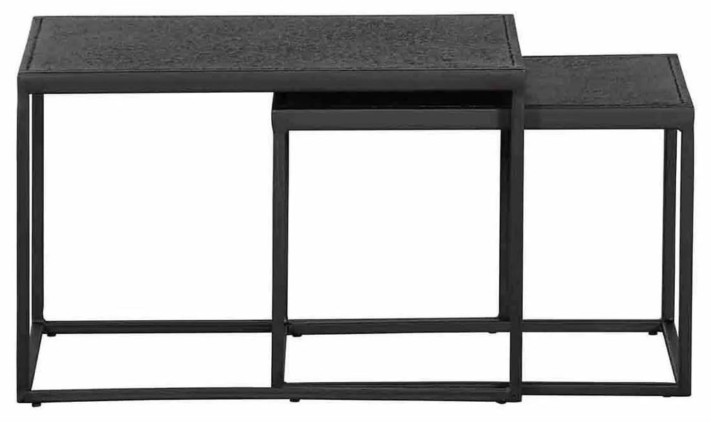 Čierny Sada 2 ks Odkladací stolík Febe  40 × 60 × 45/35 × 50 × 40 cm WOOOD