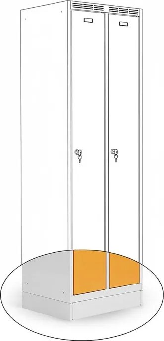 Kovová šatníková skriňa Trestles SS2M 1800x600x500 mm, 2 oddiely, žlté dvere Podnož: sokel, Zámok: cylindrický