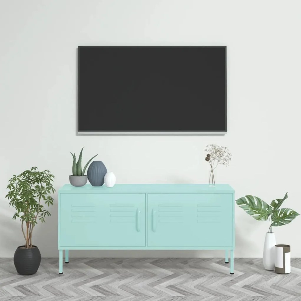 TV skrinka mätovo-zelená 105x35x50 cm oceľ