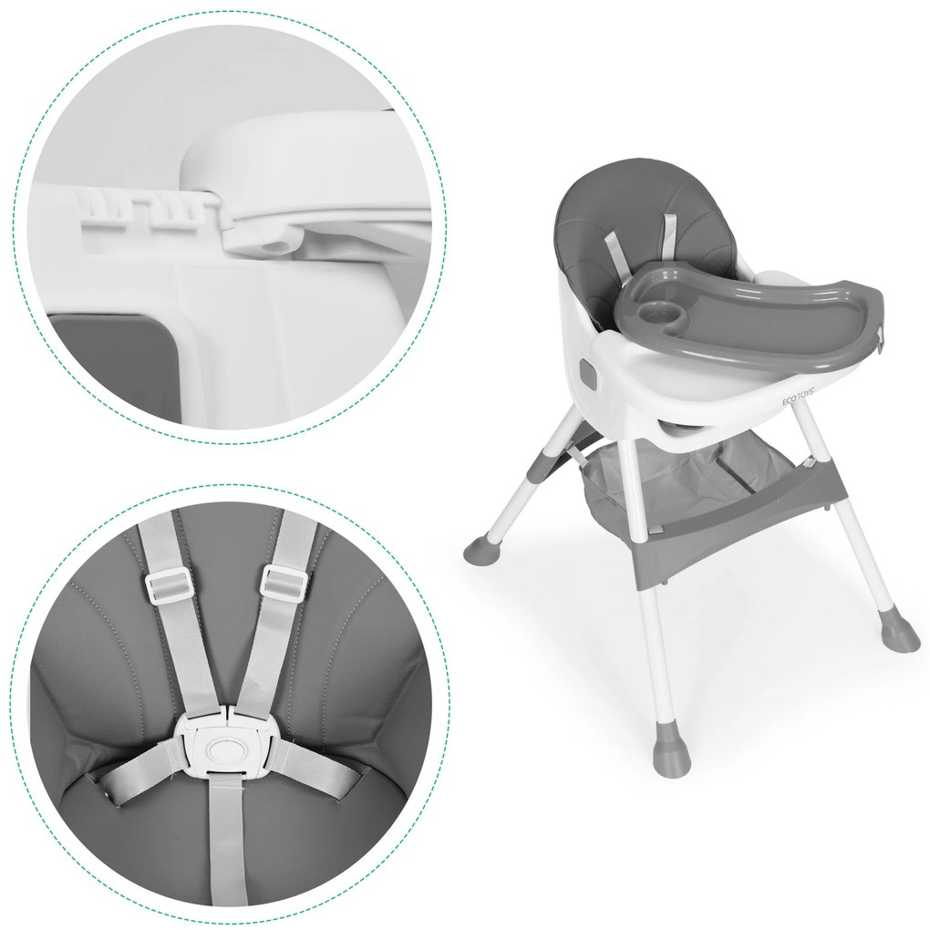 Dětská jídelní židlička BABY ECOTOYS šedá