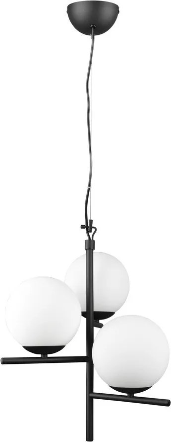 Matne čierne závesné svietidlo so skleneným tienidlom ø 40 cm Pure – Trio