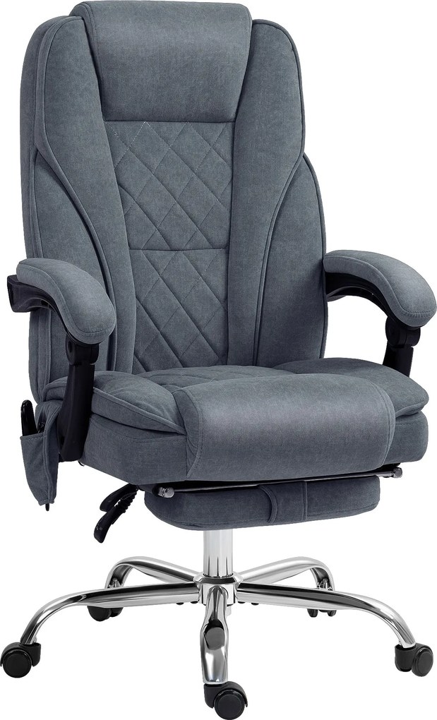 Vinsetto Masážna kancelárska stolička s kúrením - ergonomická kancelárska stolička s nastaviteľnou výškou, sklápacím operadlom, diaľkovým ovládaním, s