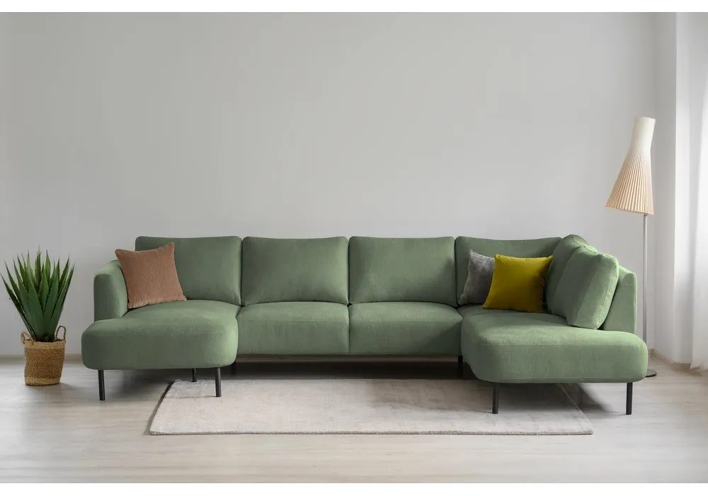 Zelená rohová pohovka (pravý roh/do "U") Hero – Scandic