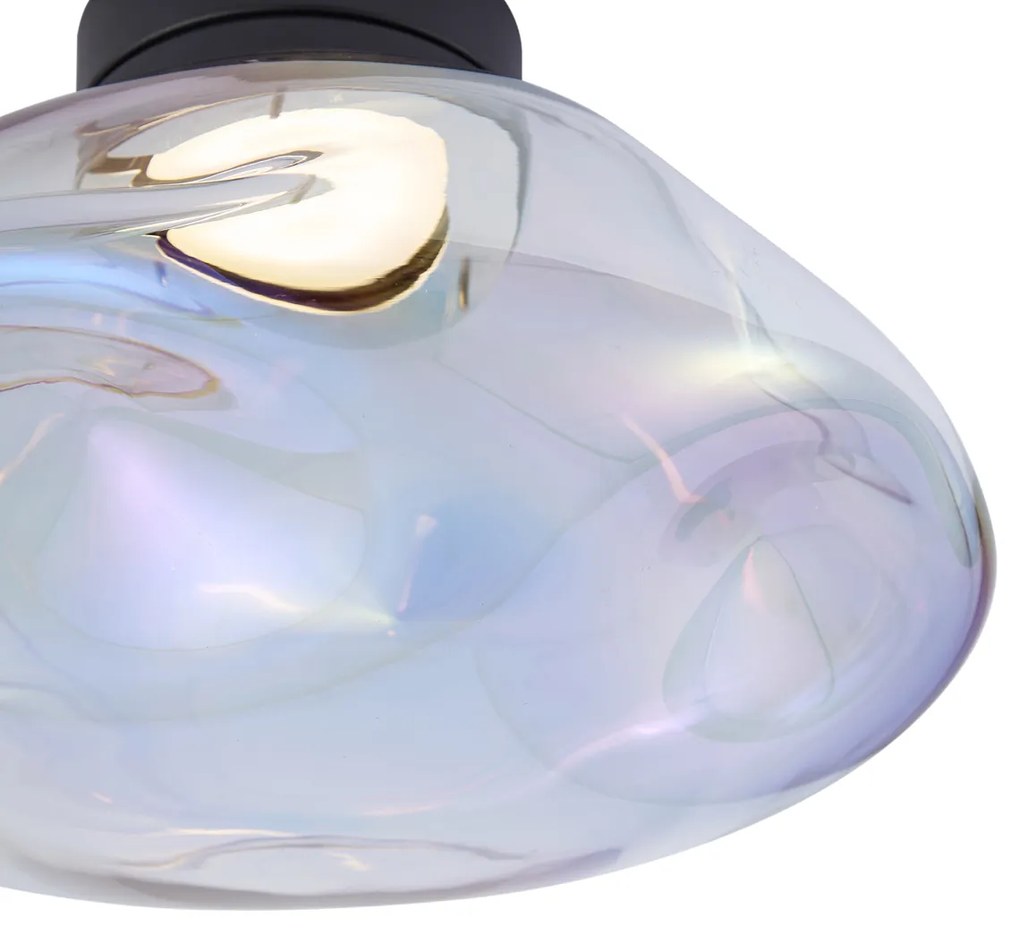 Dizajnové stropné svietidlo čierne s dúhovým sklom - Gemma