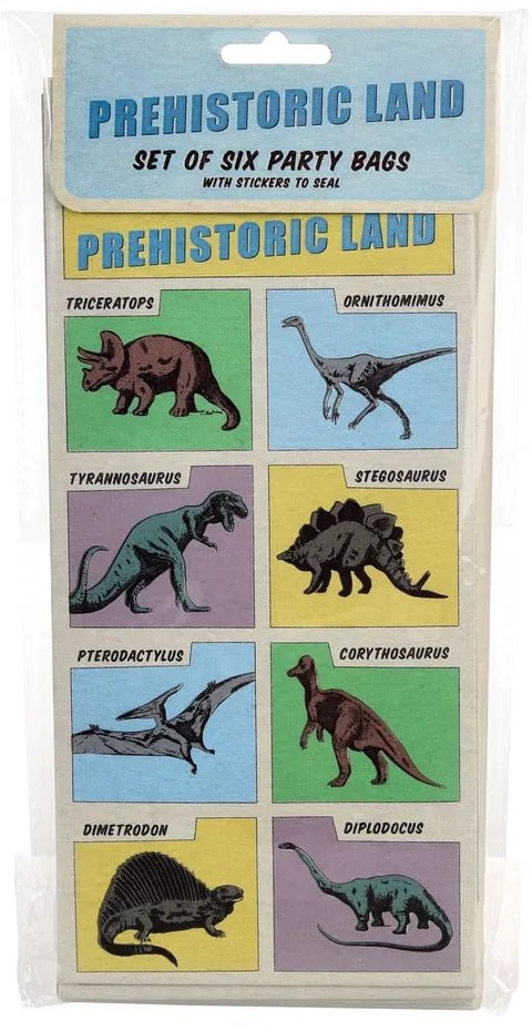Darčekové vrecká v súprave 6 ks 5x12 cm Prehistoric Land – Rex London