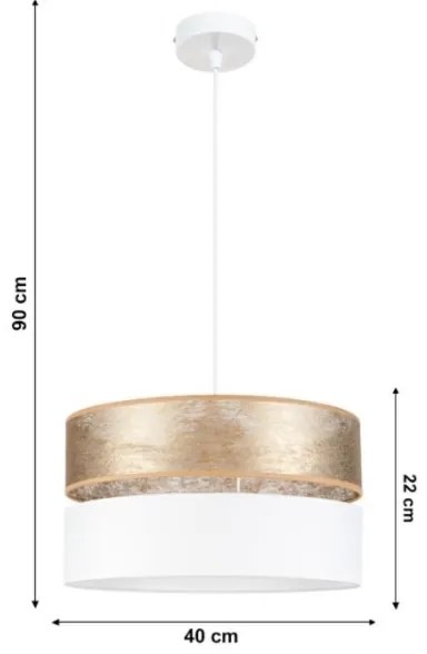 Luster na lanku LIMA 1xE27/60W/230V biela/zlatá