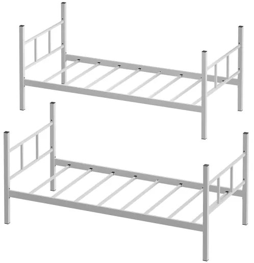 Kovová poschodová posteľ MAVEN 90x200 cm biela nosnosť 2x100 kg