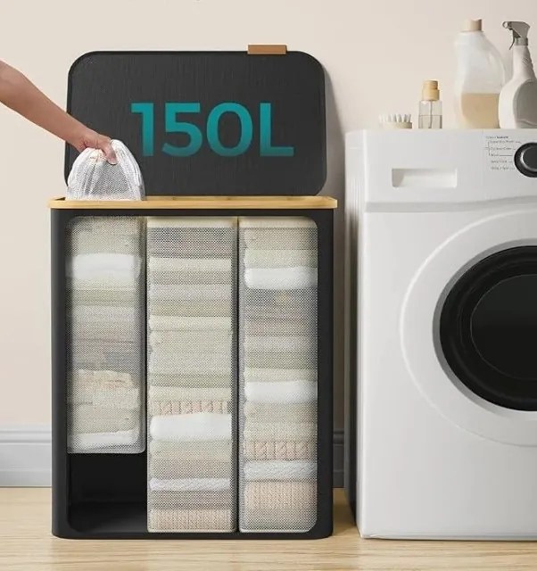 Koš na prádlo Leslie 150 L černý