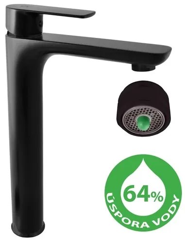 RAV SLEZÁK Vltava vysoká umývadlová batéria bez výpuste čierna VTE430.0CMAT