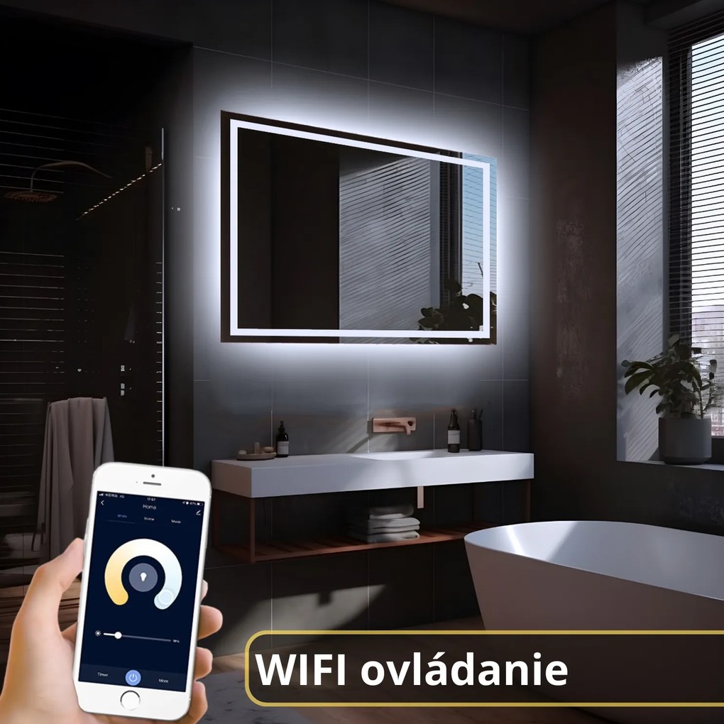 LED zrkadlo Moderna 70x50cm studená biela - wifi aplikácia