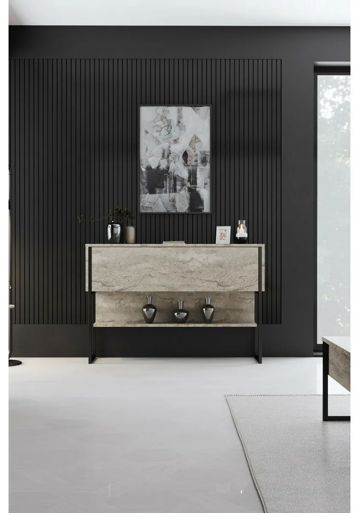 Komoda Luxe Travertine and Black