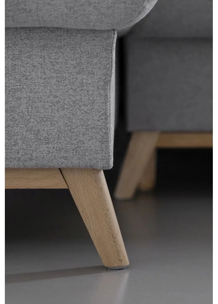 Svetlosivá rozkladacia/s úložným priestorom rohová pohovka (ľavý roh/s leňoškou) Scandic Lagom – Miuform