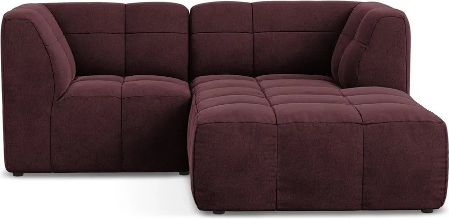 Vínovočervená zamatová rohová pohovka (pravý roh/s leňoškou) Aloha – Makamii