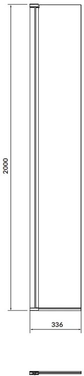 Cersanit Mille, otočná sprchová zástena typu Walk-In 30x200 cm, 8mm číre sklo, čierny profil, S161-011