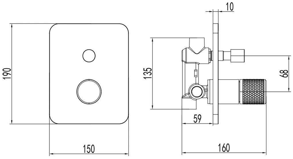 F-Design Ardesia, podomietková 2-výstupová vaňová/sprchová batéria, čierna matná-ružové zlato, FD1-ARD-7P-25