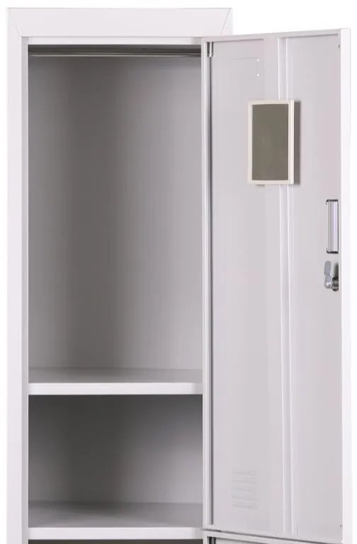 Šatníková skrinka s úložnými boxami, 2 boxy, 1800 x 380 x 450 mm, cylindrický zámok, sivá/tmavosivá