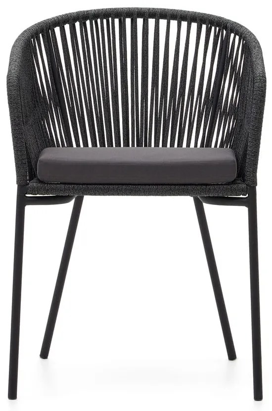 Čierna kovová/polstrovaná záhradná stolička Yanet – Kave Home