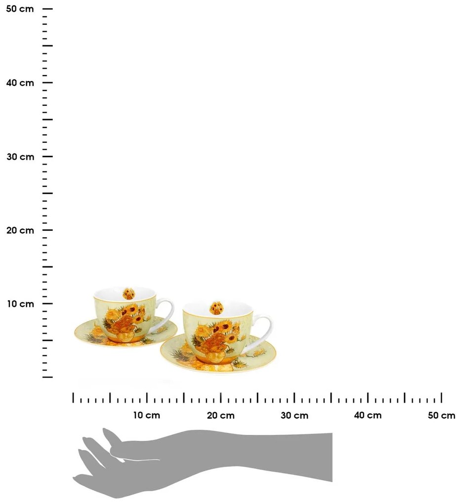 Porcelánová šálka s podšálkou Van Gogh Sunflowers 250 ml sada 2ks