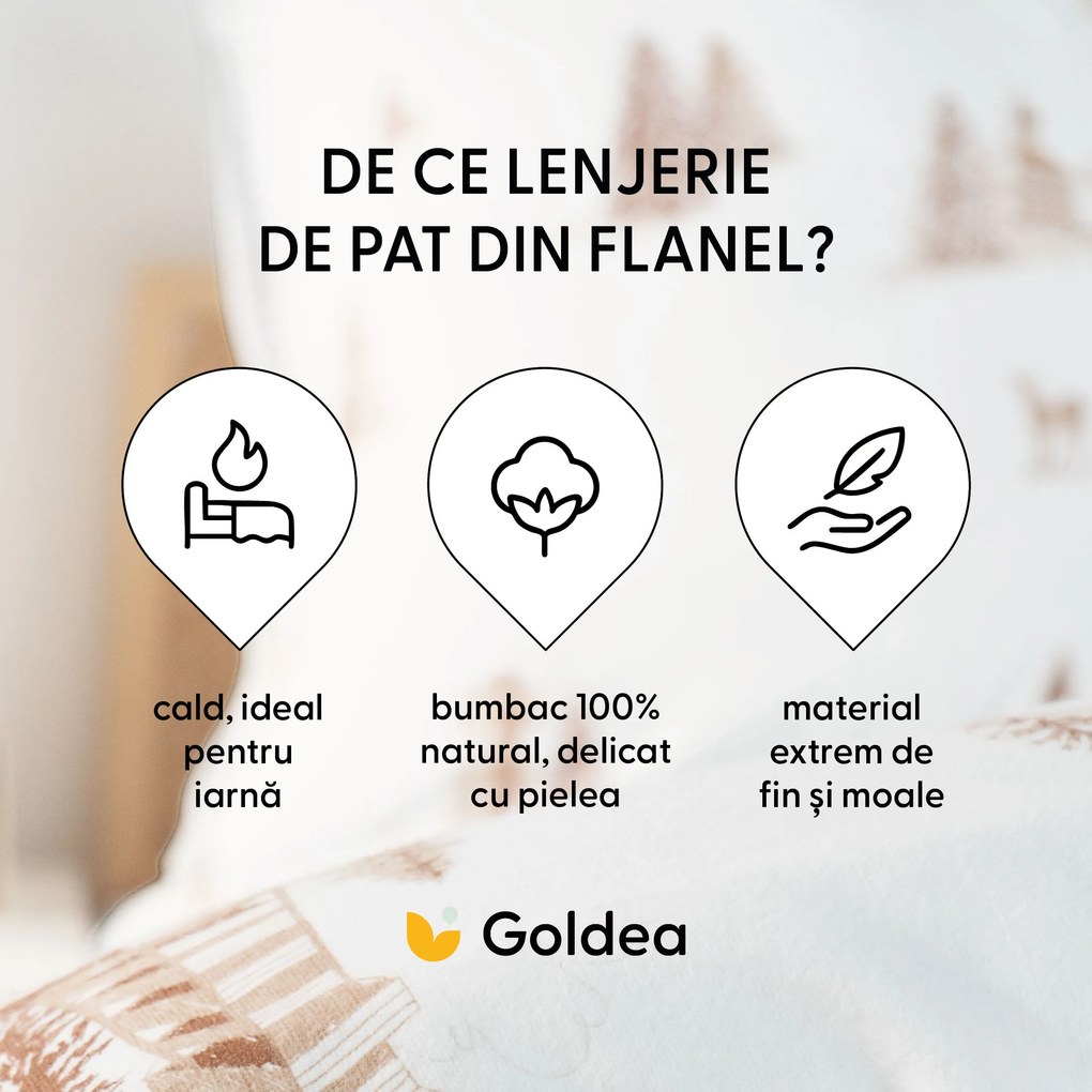 Goldea flanelové posteľné obliečky - beskydy 200 x 200 a 2ks 70 x 90 cm