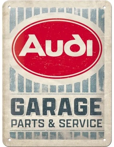 Plechová ceduľa Audi - Garage Parts & Service, (15 x 20 cm)