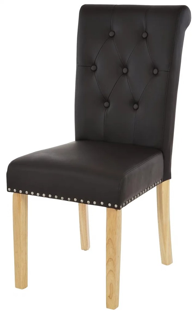 2x Jedálenská stolička Chesterfield 2 - koženka, svetlé nohy - Hnedá