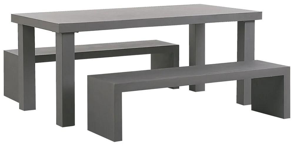 Záhradná sivá súprava betónový stôl 2 lavice TARANTO Beliani