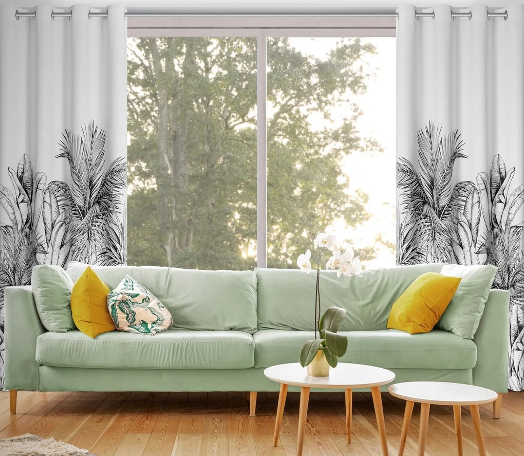 ZATEMŇOVACÍ ZÁVES NA KRÚŽKOCH NERINA 140X250 CM LISTY