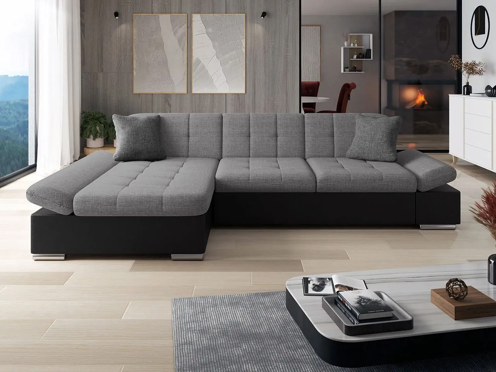 Rohová sedacia súprava Magnir, Dostupné poťahy: ekokoža Soft 017 + Lux 06 + Lux 05, Strana: pravá