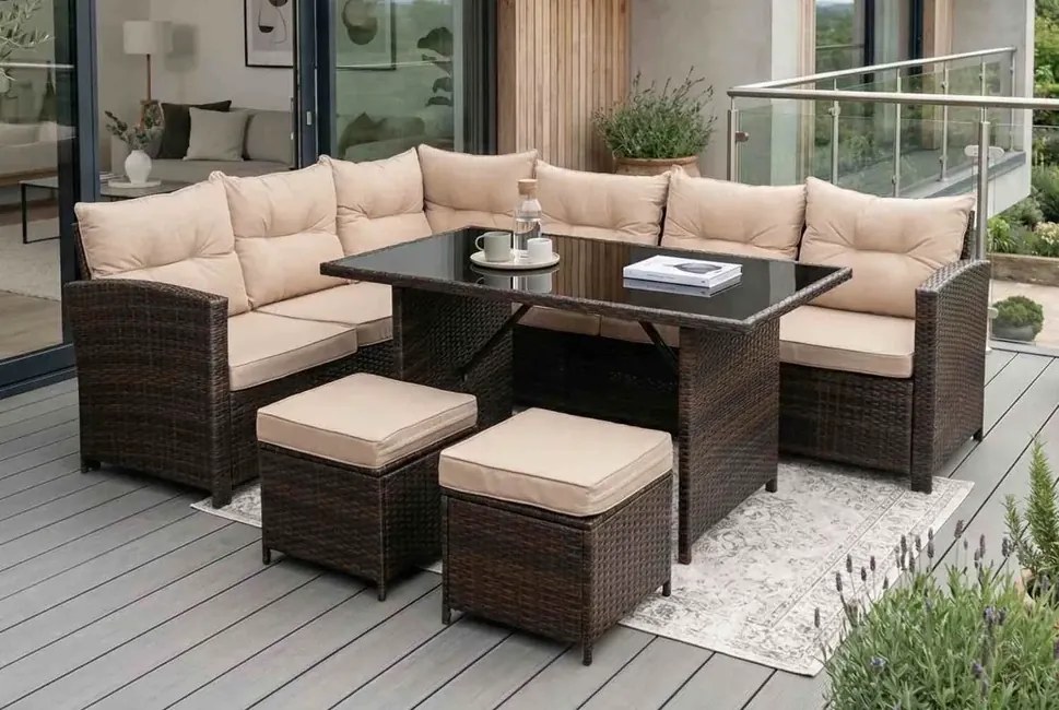 Záhradná zostava Riviera luxusný hnedý umelý ratan