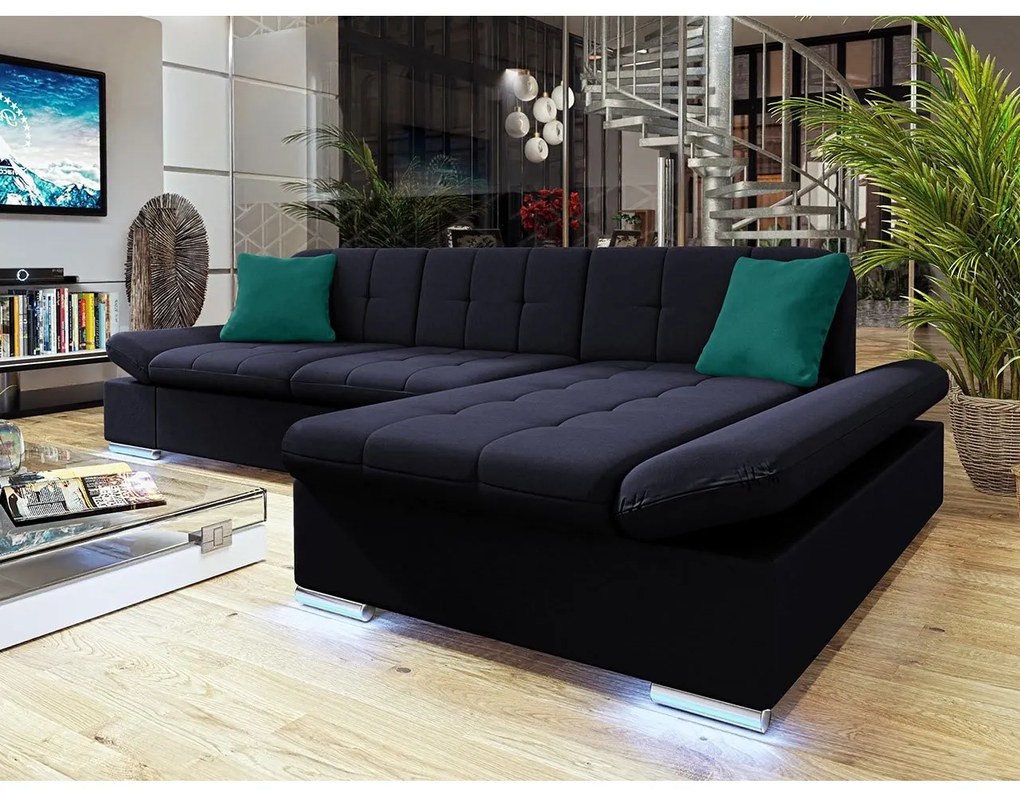 Rohová sedačka Laviva LED, Dostupné poťahy: ekokoža Soft 011 + Bristol 2460, Strana: ľavá