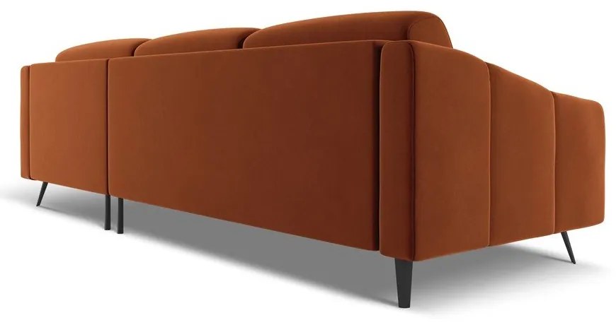 Oranžová zamatová rohová pohovka (pravý roh) Nalu – Makamii