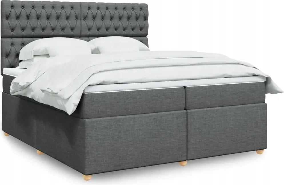 vidaXL Boxspring posteľ s matracom tmavosivá 200x200 cm látka