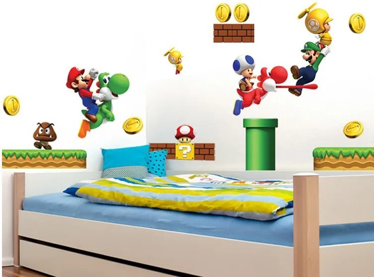 Veselá Stena Samolepka na stenu na stenu Super Mario Veľkosť: 72 x 60 cm