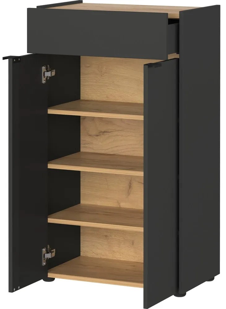 Antracitová vysoká kúpeľňová skrinka 60x98 cm Forano – Germania