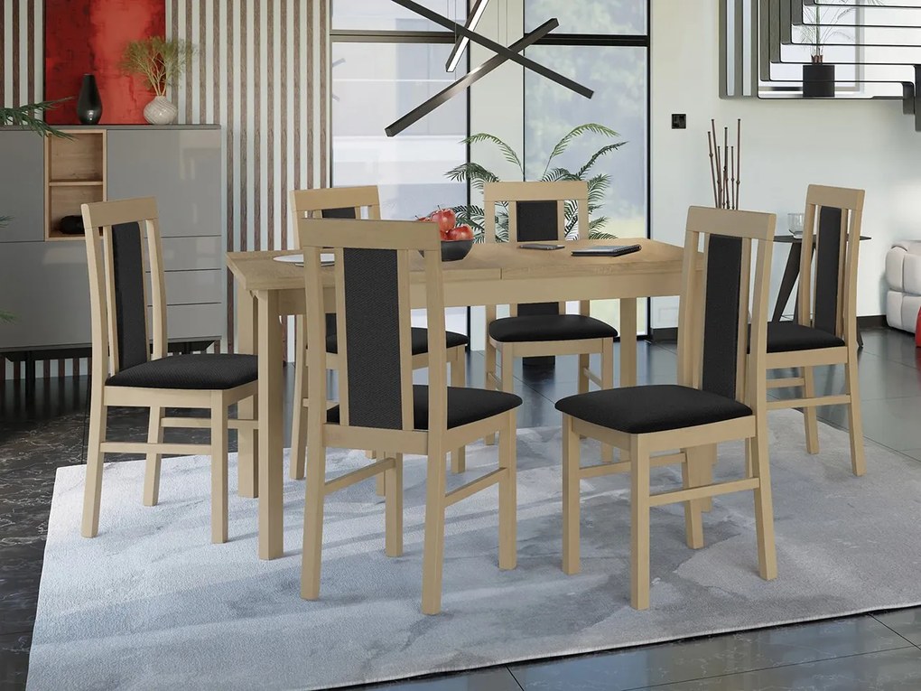 Rozkladací stôl so 6 stoličkami - AL34, Morenie: Orech - L, Poťahové látky: 25x - Paros 2