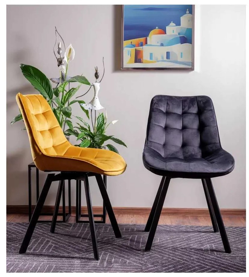 Jedálenská stolička Albons Velvet, žltá