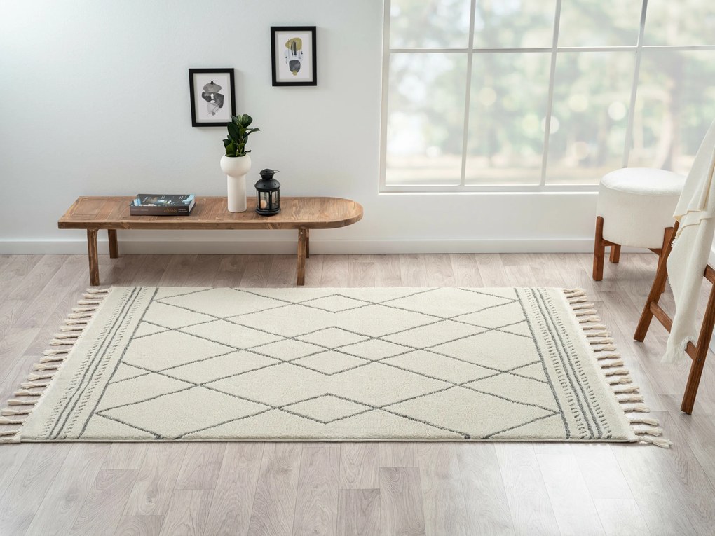 My Flair, Kusový koberec Moroccan Desert weiß/grau, 200x290, čiernobiela, obývacia izba