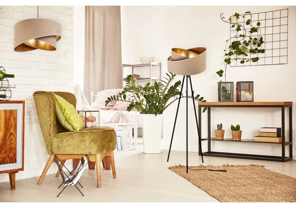 Stojacia lampa Mediolan, 1x textilné tienidlo (výber z 9 farieb), (výber z 2 farieb konštrukcie)