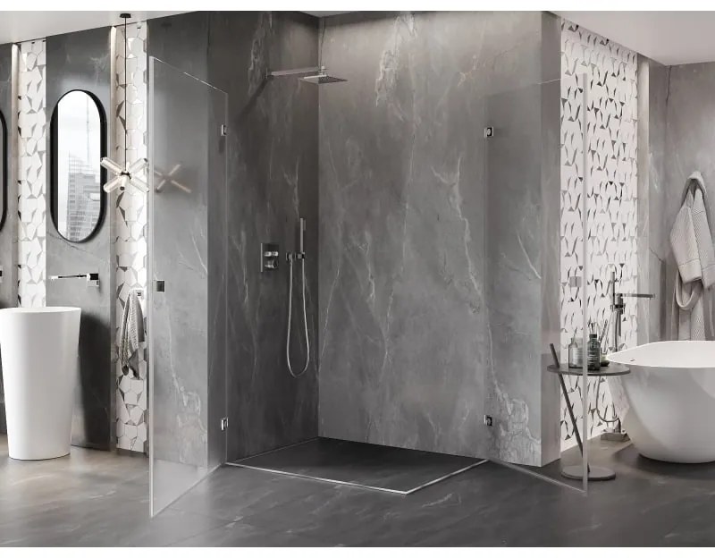 Mexen Lunar-B Duo, výklopný sprchový kút 100 x 70 cm, 8mm číre sklo, chrómový profil, 832-100L-070P-01-00