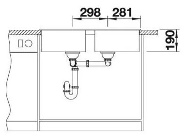 Blanco Zia 9, silgranitový drez 860x500x190 mm, 2-komorový, čierna, BLA-526029